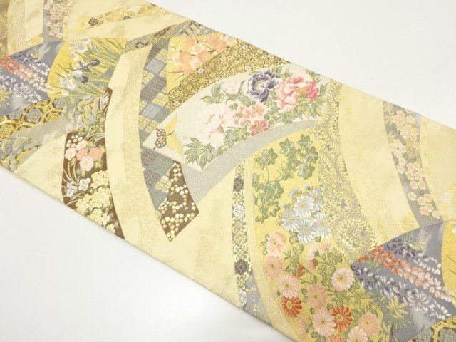 JAPANESE KIMONO / UNUSED FUKURO OBI (NON-TAILORED) / SILK / GOLD FOIL /